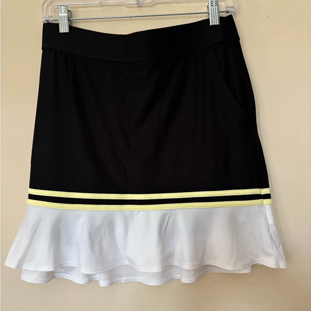 Belyn Key Black and White Mini Skirt with Yellow Accents